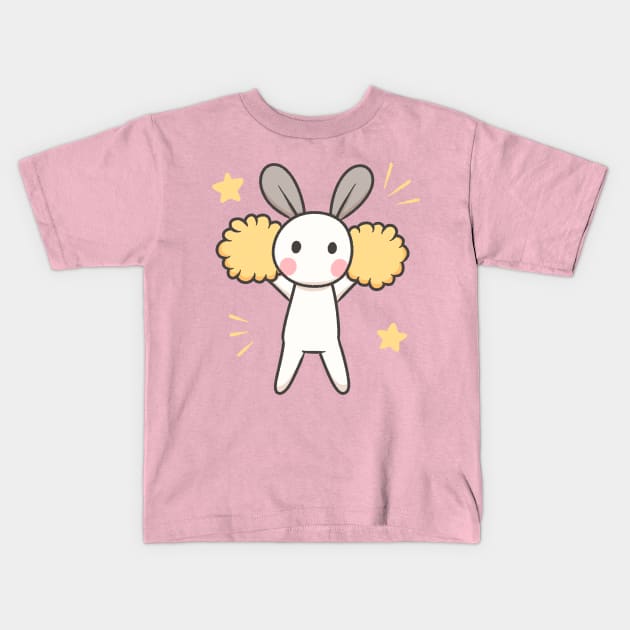 Cheering doodle bunny Kids T-Shirt by KammyBale